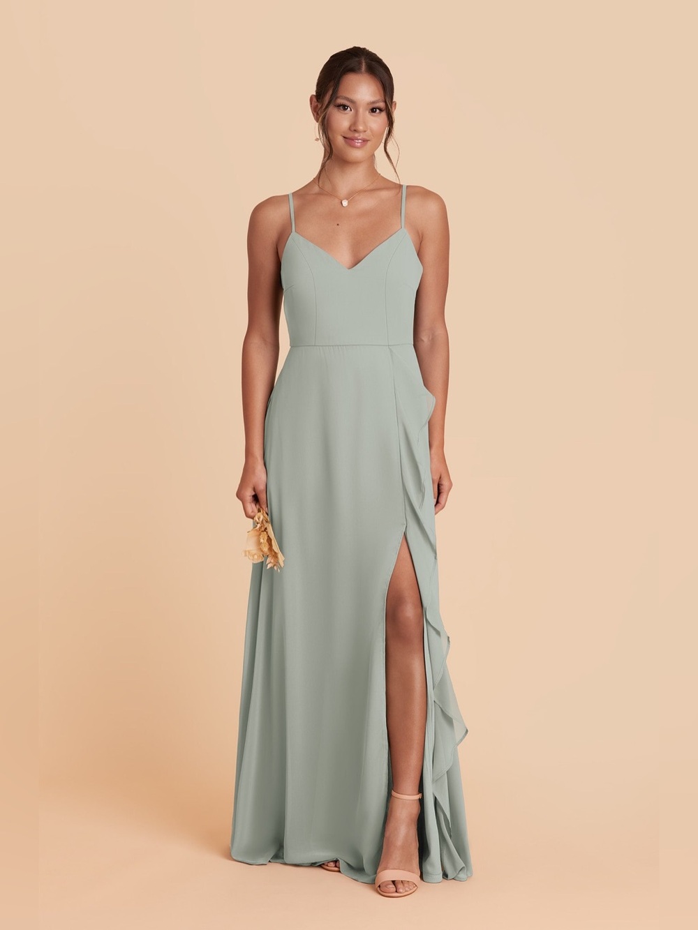 Birdy Gray Theresa Matte Satin Dress in Sage Size Medium